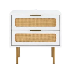 Byron Rattan Bedside Table – White & Pine -Home Luxe Store FUR U BS 03 RAT WH 202505271008 02