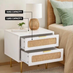 Byron Rattan Bedside Table – White & Pine -Home Luxe Store FUR U BS 03 RAT WH 202505271008 04