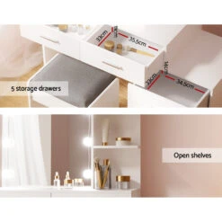 Dale LED Dressing Table Makeup Mirror And Stool Set White -Home Luxe Store FUR V DRESS02 LED WH AB 131297 04