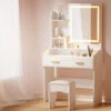 Doris LED Dressing Table Makeup Mirror With Stool Set White