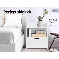 2X Bedside Table 1 Drawer With Shelf - FARA White -Home Luxe Store FURNI C BS TOGO WHX2 202505231808 02