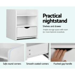 2X Bedside Table 1 Drawer With Shelf - FARA White -Home Luxe Store FURNI C BS TOGO WHX2 202505231808 04