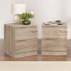 2x Bedside Table 2 Drawers - PEPE Oak -Home Luxe Store FURNI E PURE WDX2 202505231801 06