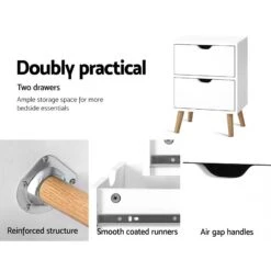 2X Bedside Table 2 Drawers - BODEN White -Home Luxe Store FURNI E SCAN BS01 WHX2 202505232010 04