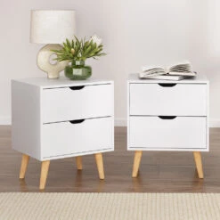 2X Bedside Table 2 Drawers - BODEN White -Home Luxe Store FURNI E SCAN BS01 WHX2 202505232010 07