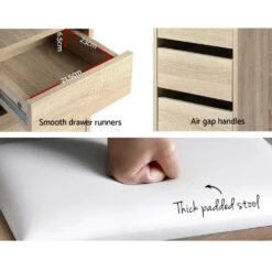 Corner Dressing Table Mirror Stool Set Makeup Vanity Desk Chair Oak -Home Luxe Store FURNI L DRESS01 WD AB 24627 06