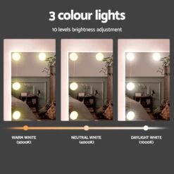 Dressing Table Set Stool 10 Led Bulbs White -Home Luxe Store FURNI L DRESS06 LED WH AB 202506111512 04