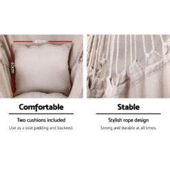 Outdoor Hammock Chair With Steel Stand Hanging Hammock With Pillow Cream -Home Luxe Store HM CHAIR PILLOW CREAM X 39763 02