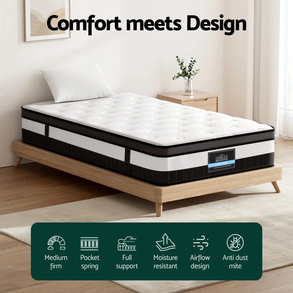 Breeze Euro Top Pocket Spring Mattress 30cm Thick - King Single 4 Breeze Euro Top Pocket Spring Mattress 30cm Thick - King Single - Image 4