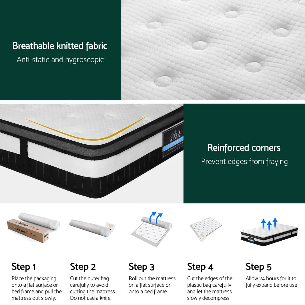 Breeze Euro Top Pocket Spring Mattress 30cm Thick - King Single 6 Breeze Euro Top Pocket Spring Mattress 30cm Thick - King Single - Image 6