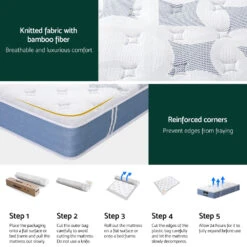 Snow Series Euro Top Bamboo Fibre Mattress 25cm Thick - Single -Home Luxe Store MATTRESS E SNOW 25 S 202505201616 05