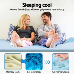 Memory Foam Mattress Topper Cool Gel 5cm King Single -Home Luxe Store MATTRESS TOP C GEL 5 KS 217073 05