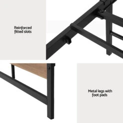 Industrial Style Double Metal Bed Frame Wood & Black -Home Luxe Store MBED C DREW D BK AB 91802 06