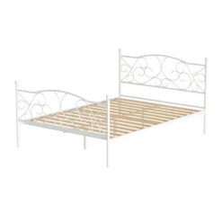 Provincial Style Double Bed Frame White 13 Provincial Style Double Bed Frame White -Home Luxe Store MBED C GROA D WH AB 91800 00