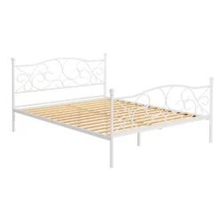 Provincial Style Metal Queen Bed Frame - White -Home Luxe Store MBED C GROA Q WH AB 223156 00