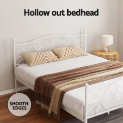 Provincial Style Metal Queen Bed Frame - White -Home Luxe Store MBED C GROA Q WH AB 223156 03