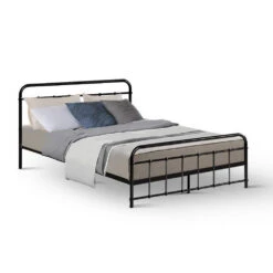 Leo Metal Double Bed Frame Black -Home Luxe Store MBED C LEO D BK 21615 00