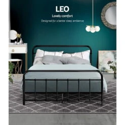Leo Metal Double Bed Frame Black -Home Luxe Store MBED C LEO D BK 21615 02
