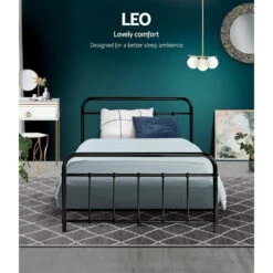Leo Metal King Single Bed Frame Black -Home Luxe Store MBED C LEO KS BK 21582 03