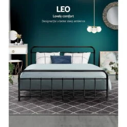 Leo Metal Queen Bed Frame Black -Home Luxe Store MBED C LEO Q BK 21635 02