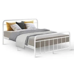 Leo Metal Queen Bed Frame White -Home Luxe Store MBED C LEO Q WH 21636 00