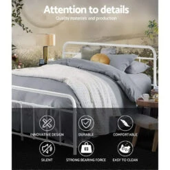 Leo Metal Queen Bed Frame White -Home Luxe Store MBED C LEO Q WH 21636 03