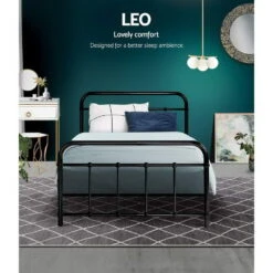 Leo Metal Single Bed Frame Black -Home Luxe Store MBED C LEO S BK 21581 02