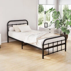 Leo Metal Single Bed Frame Black