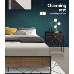 Oslo Metal & Wood Double Bed Frame -Home Luxe Store MBED C OSLO D BK 21387 04