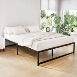 Tino Metal Double Bed Base Black (Metal Slats)
