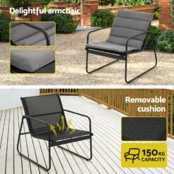 4-Piece Outdoor Lounge Set – Black Steel Frame With Glass Table -Home Luxe Store ODF 4PC SOFA TXL J CSN BK 202506191530 03