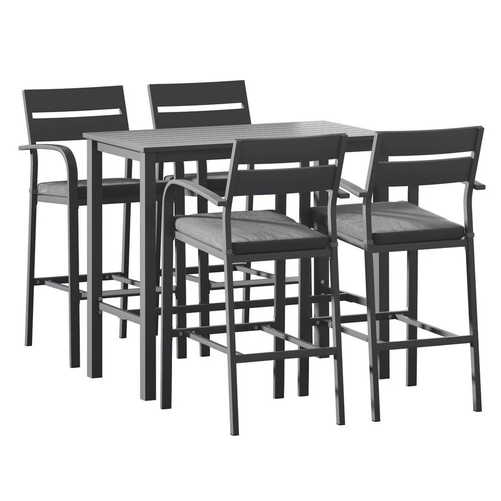 5 Piece Aluminium Outdoor Bar Set - Dark Grey 3 5 Piece Aluminium Outdoor Bar Set - Dark Grey - Image 3