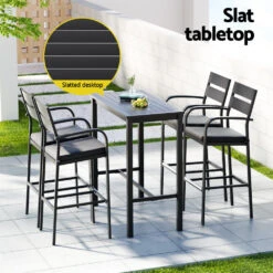 5 Piece Aluminium Outdoor Bar Set - Dark Grey 12 5 Piece Aluminium Outdoor Bar Set - Dark Grey -Home Luxe Store ODF BARSET BK 5SET AB 191859 06