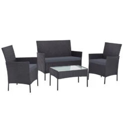 4 Seater Outdoor Sofa Set Wicker Setting Table Chair Furniture Dark Grey -Home Luxe Store ODF PATIO 17007 GR AB 16194 00
