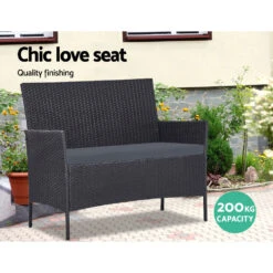 4 Seater Outdoor Sofa Set Wicker Setting Table Chair Furniture Dark Grey -Home Luxe Store ODF PATIO 17007 GR AB 16194 02