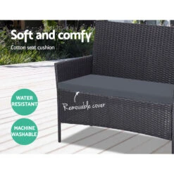 4 Seater Outdoor Sofa Set Wicker Setting Table Chair Furniture Dark Grey -Home Luxe Store ODF PATIO 17007 GR AB 16194 06