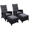 Set Of 2 Elise Outdoor Recliner Chairs With Ottomans Black