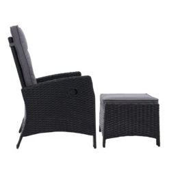 Set Of 2 Elise Outdoor Recliner Chairs With Ottomans Black -Home Luxe Store ODF RECLINER CHOTM BKX2 03