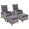 Set Of 2 Elise Outdoor Recliner Chairs With Ottomans Grey