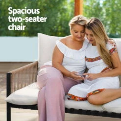 4-Piece Rattan Style Outdoor Sofa Set With Table - Black Frame & White Cushions -Home Luxe Store ODF SOFA 4PCS ROPERAT BK 209167 03