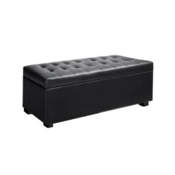 PU Leather Storage Ottoman - Black -Home Luxe Store OTM L2 BK 7595 00