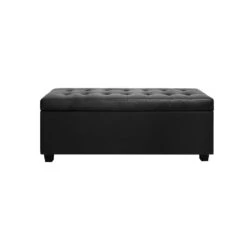 PU Leather Storage Ottoman - Black -Home Luxe Store OTM L2 BK 7595 02