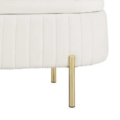 Storage Ottoman Blanket Box 87cm Velvet Oval White -Home Luxe Store OTM OVL 02 VEL WH 185587 03