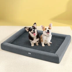 115CM Calming Egg Crate Foam Pet Bed With Washable Cover - Grey 13 115CM Calming Egg Crate Foam Pet Bed With Washable Cover - Grey -Home Luxe Store PET BED CUSHION L115 GR 191871 06