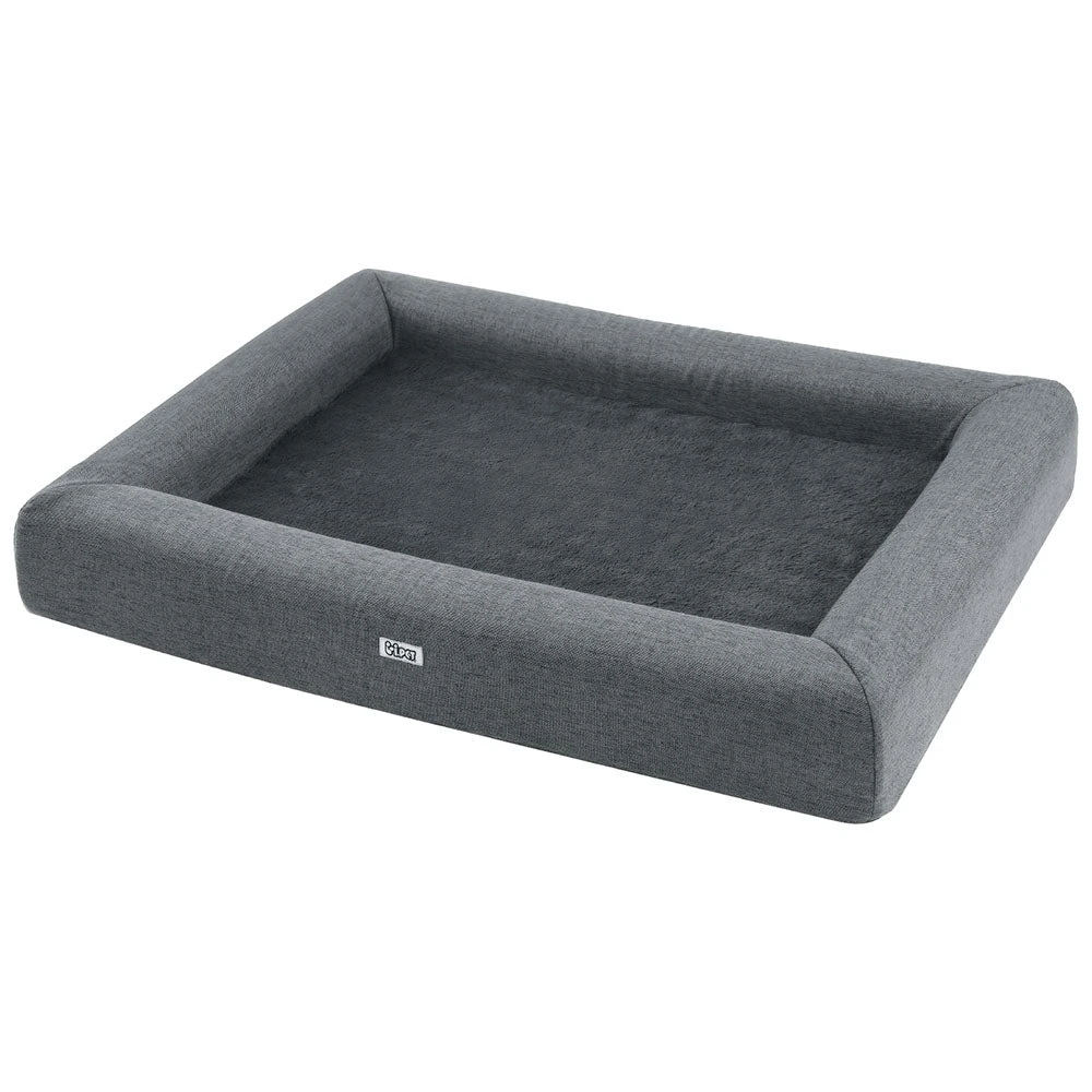 90CM Calming Egg Crate Foam Pet Bed With Washable Cover - Grey 1 90CM Calming Egg Crate Foam Pet Bed With Washable Cover - Grey