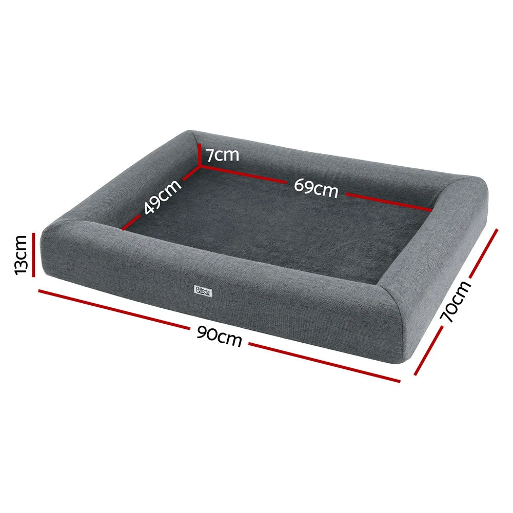 90CM Calming Egg Crate Foam Pet Bed With Washable Cover - Grey 2 90CM Calming Egg Crate Foam Pet Bed With Washable Cover - Grey - Image 2