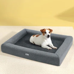 90CM Calming Egg Crate Foam Pet Bed With Washable Cover - Grey 13 90CM Calming Egg Crate Foam Pet Bed With Washable Cover - Grey -Home Luxe Store PET BED CUSHION M90 GR 191870 06