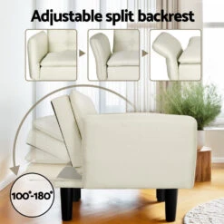 Sofa Bed 192CM Beige Faux Linen Fabric -Home Luxe Store SBED E FA 01 BG AB 202502281306 03