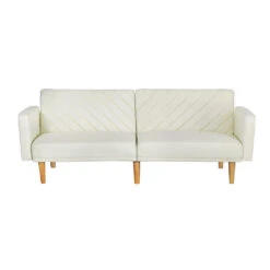 Sofa Bed 195CM Beige Faux Linen -Home Luxe Store SBED E VEL 01 BG AB 202502281308 02