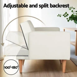 Sofa Bed 195CM Beige Faux Linen -Home Luxe Store SBED E VEL 01 BG AB 202502281308 03